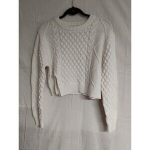 Future Collective Reese Blutstein Womens Sweater Cropped  White Cable knit Med